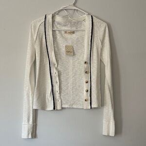 We The Free Women's Cream Cardigan with Button Accents